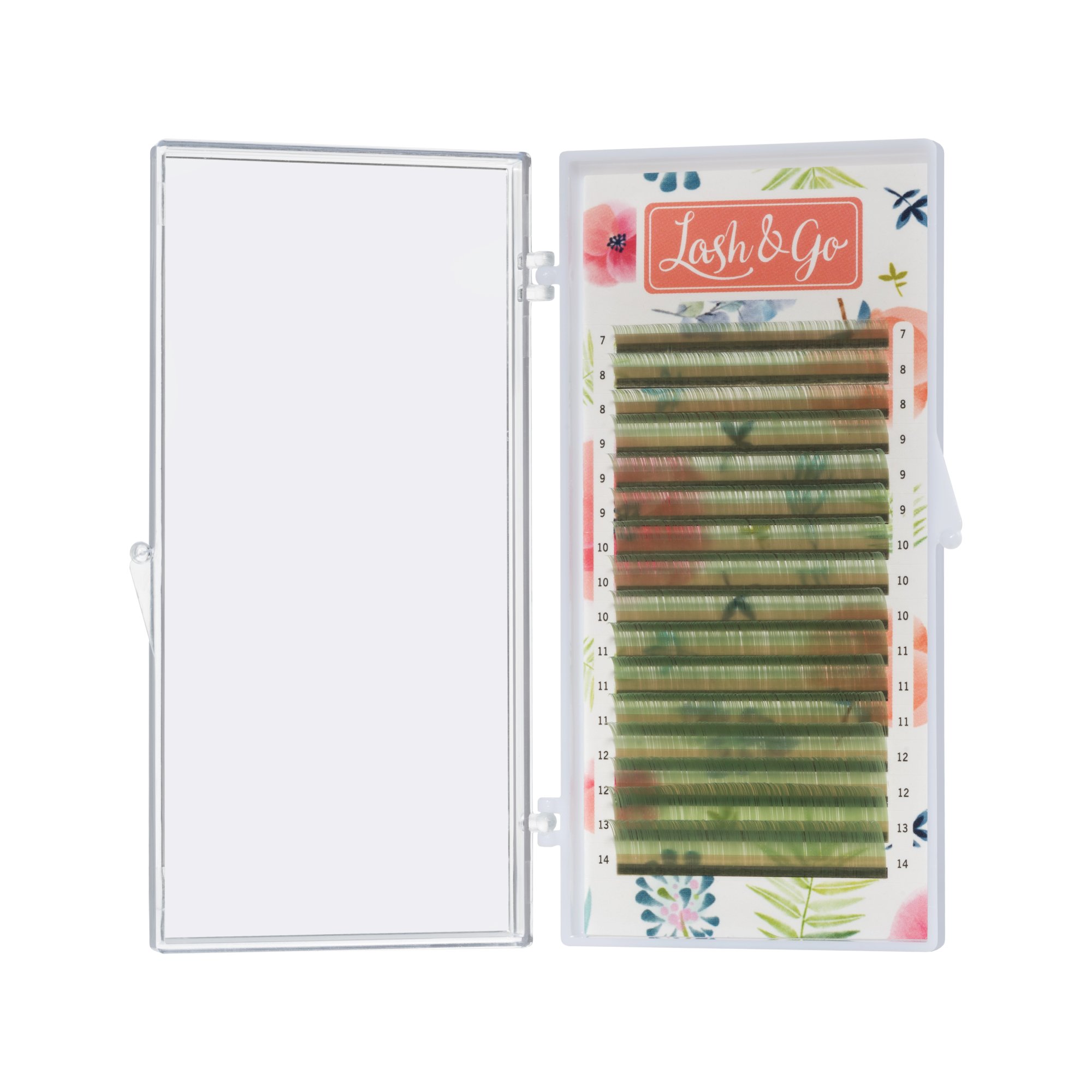 Цветные ресницы Lash&Go микс 0,07/C/7-14 mm "Светло-зеленый" (16 линий)