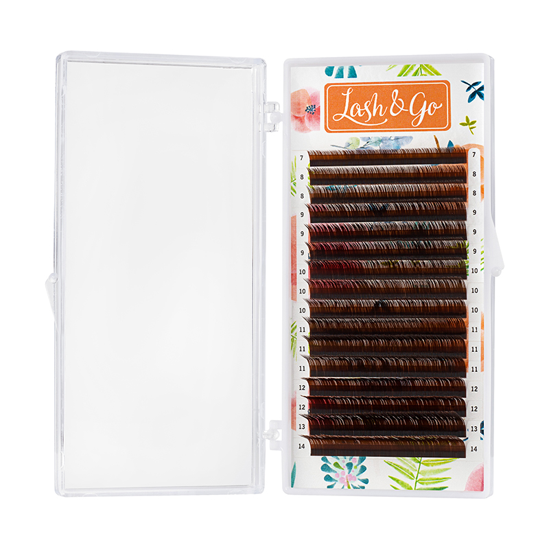 Коричневые ресницы Lash&Go микс 0,10/L/7-14 mm new "Латте" (16 линий)