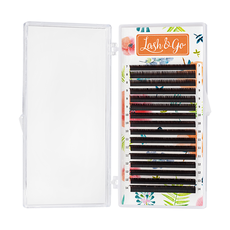 Коричневые ресницы Lash&Go микс 0,07/M/7-14 mm "Эспрессо" (16 линий)