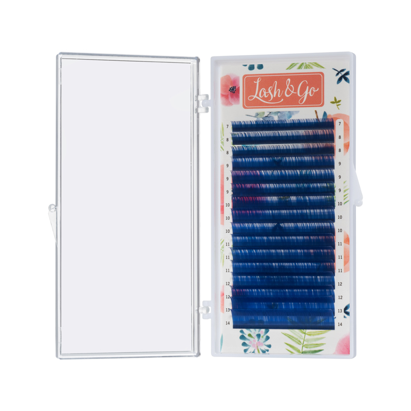 Цветные ресницы Lash&Go микс 0,10/M/7-14 mm "Синие" (16 линий)