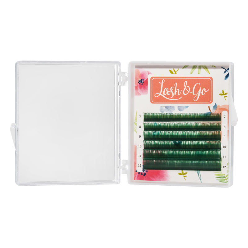 Цветные ресницы Lash&Go микс 0,07/C/7-12 mm "Зеленый" (6 линий)