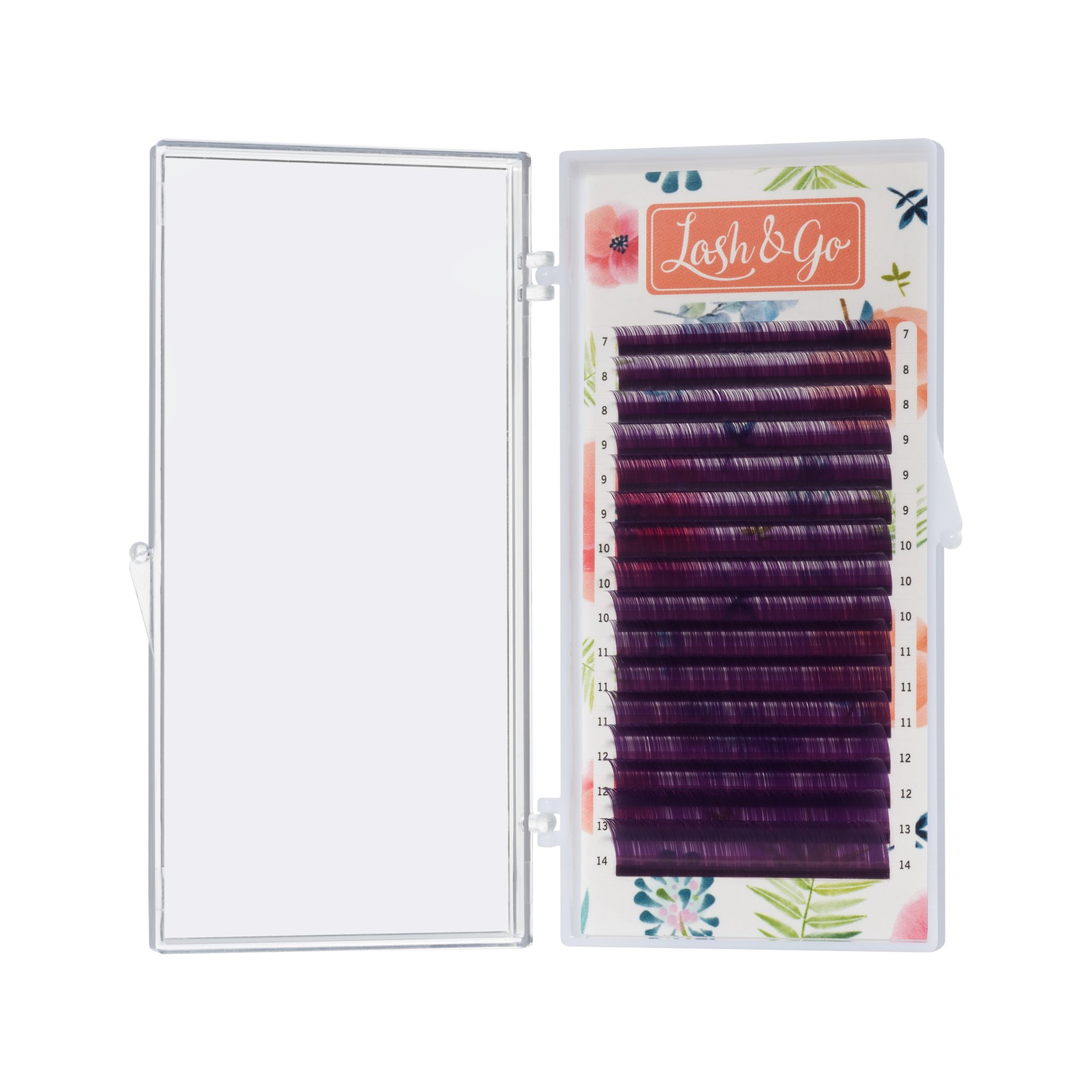 Цветные ресницы Lash&Go микс 0,10/D/7-14 mm "Фиолетовый" (16 линий)