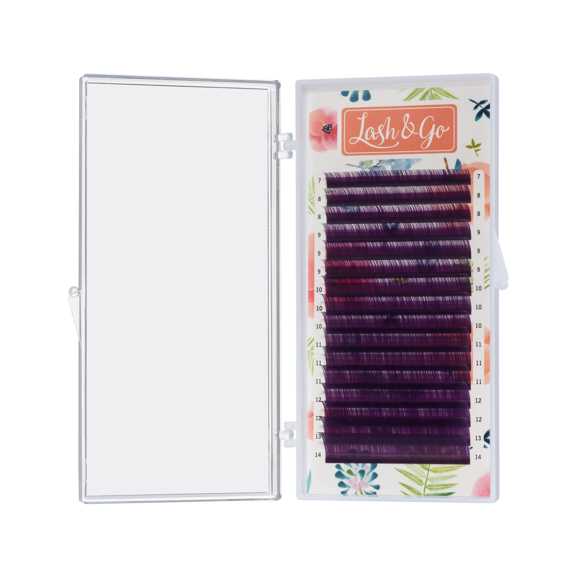 Цветные ресницы Lash&Go микс 0,10/C/7-14 mm "Фиолетовый" (16 линий)