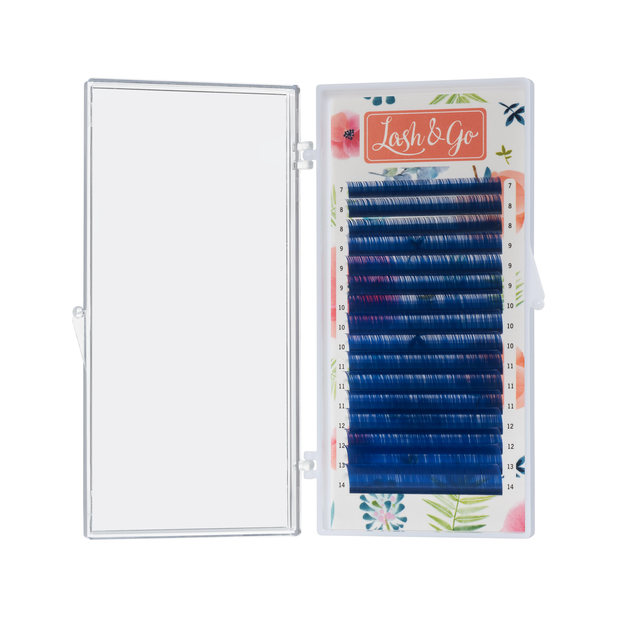 Цветные ресницы Lash&Go микс 0,10/D/7-14 mm "Синий" (16 линий)