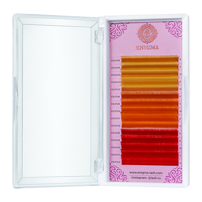 Цветные ресницы Enigma микс 0,07/C/8-12 mm "Spicy citrus" (15 линий)