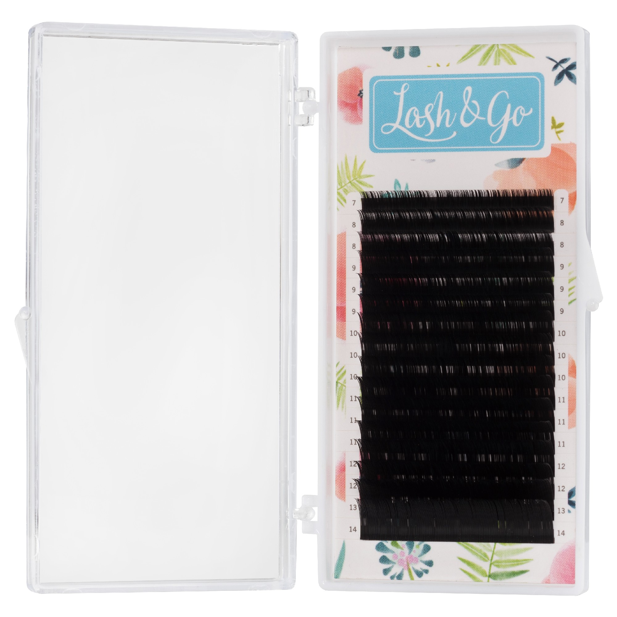 Черные ресницы Lash&Go микс 0,10/M/7-14 mm (16 линий)