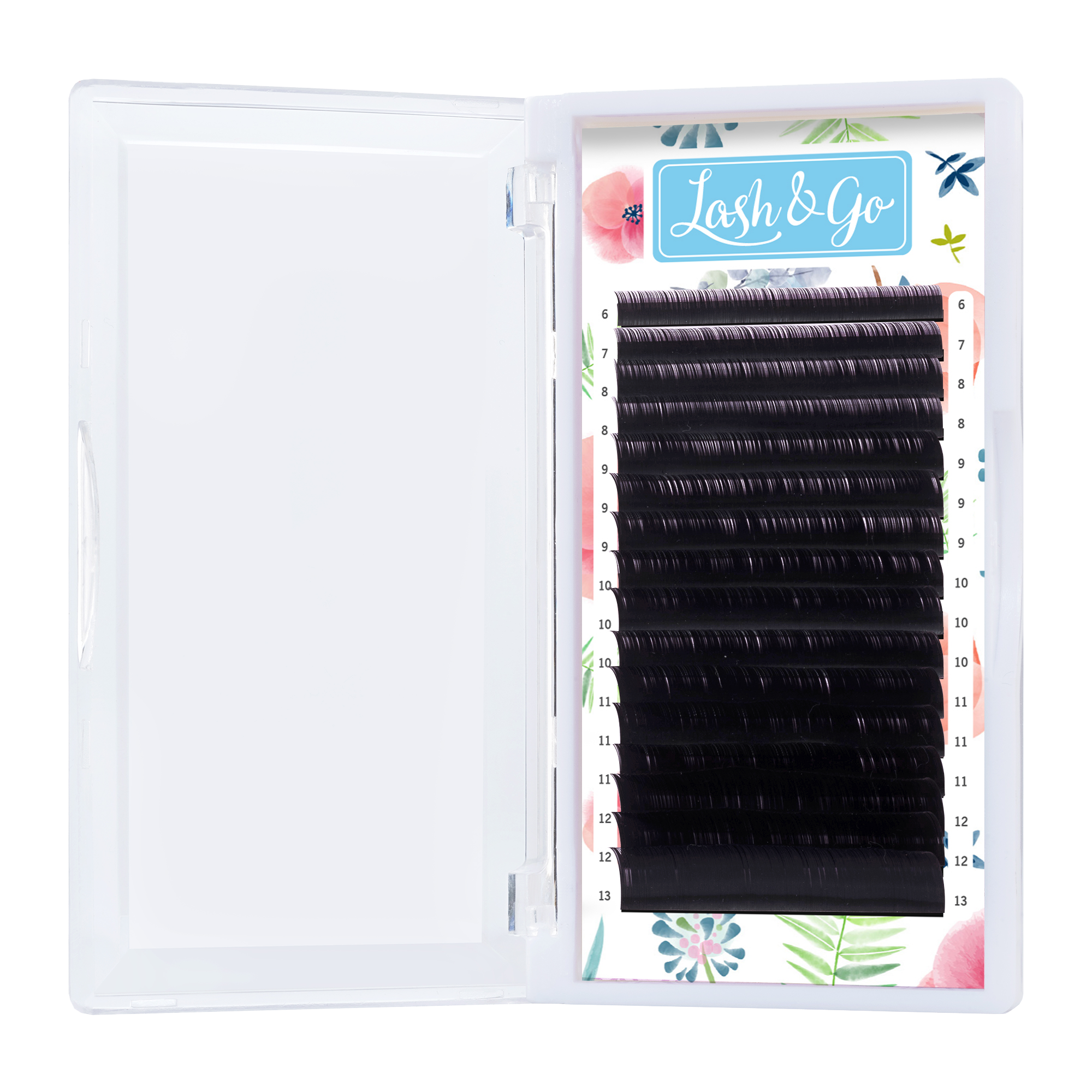 Черные ресницы Lash&Go микс 0,10/D+/7-14 mm (16 линий)