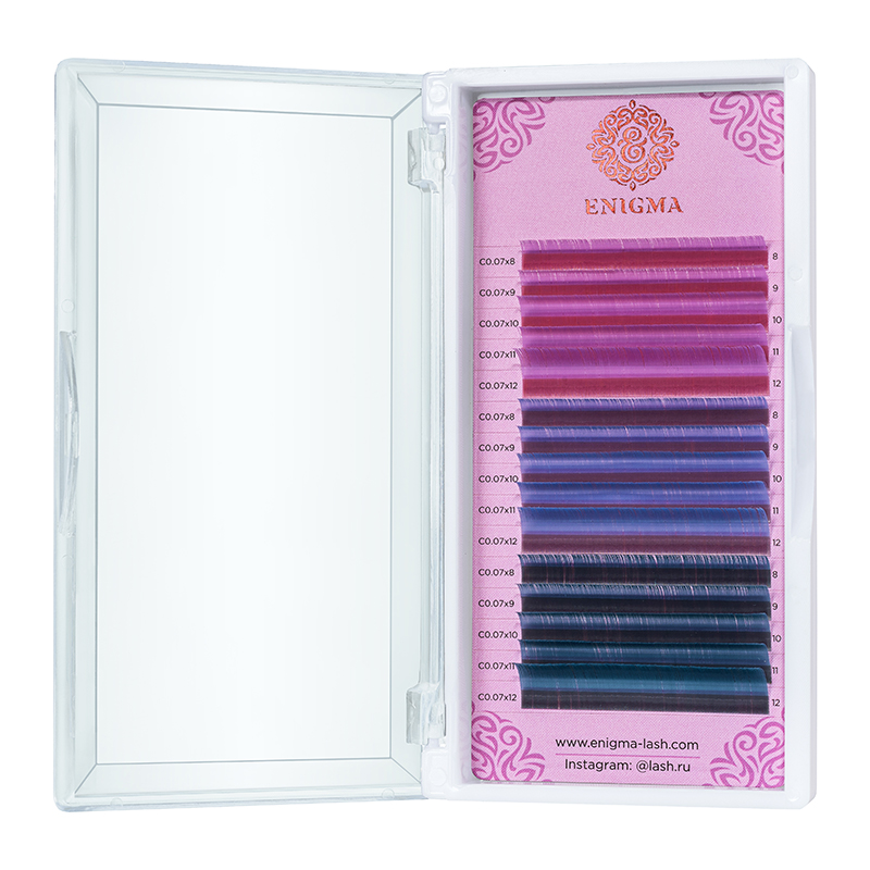 Цветные ресницы Enigma микс 0,10/C/8-12 mm "Pastel blues" (15 линий)